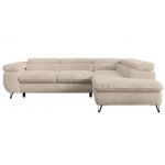 Narożnik - PETER L - strona prawa - kremowy, plusz