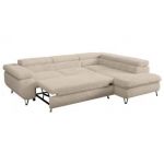 Narożnik - PETER L - strona prawa - kremowy, plusz