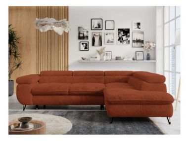 Narożnik - PETER L - strona prawa - pomarańczowy, plusz