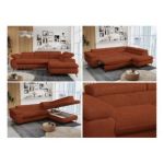 Narożnik - PETER L - strona prawa - pomarańczowy, plusz