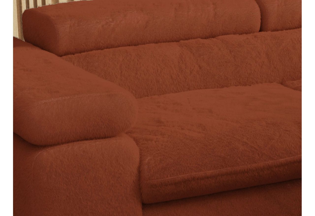 Narożnik - PETER L - strona prawa - pomarańczowy, plusz