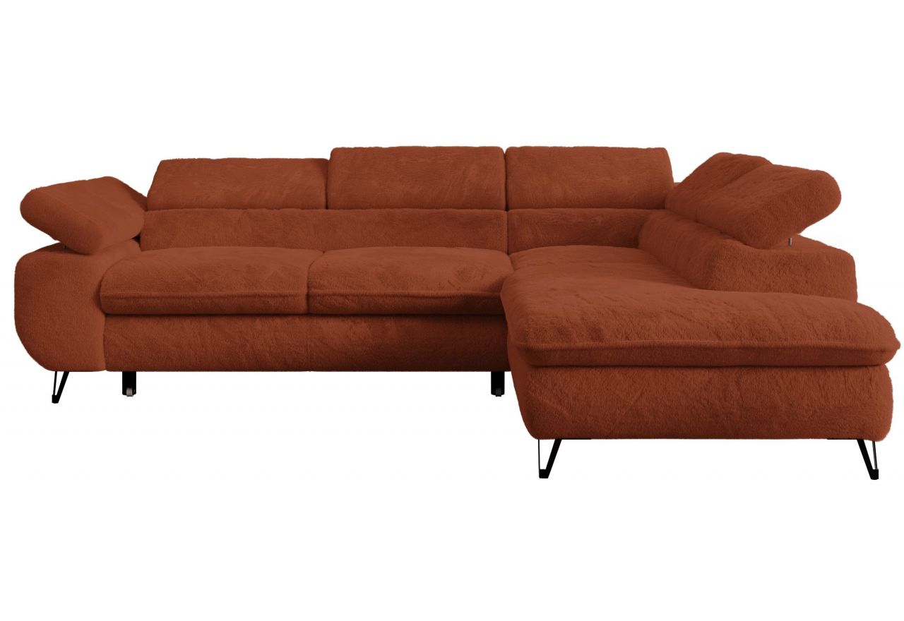 Narożnik - PETER L - strona prawa - pomarańczowy, plusz