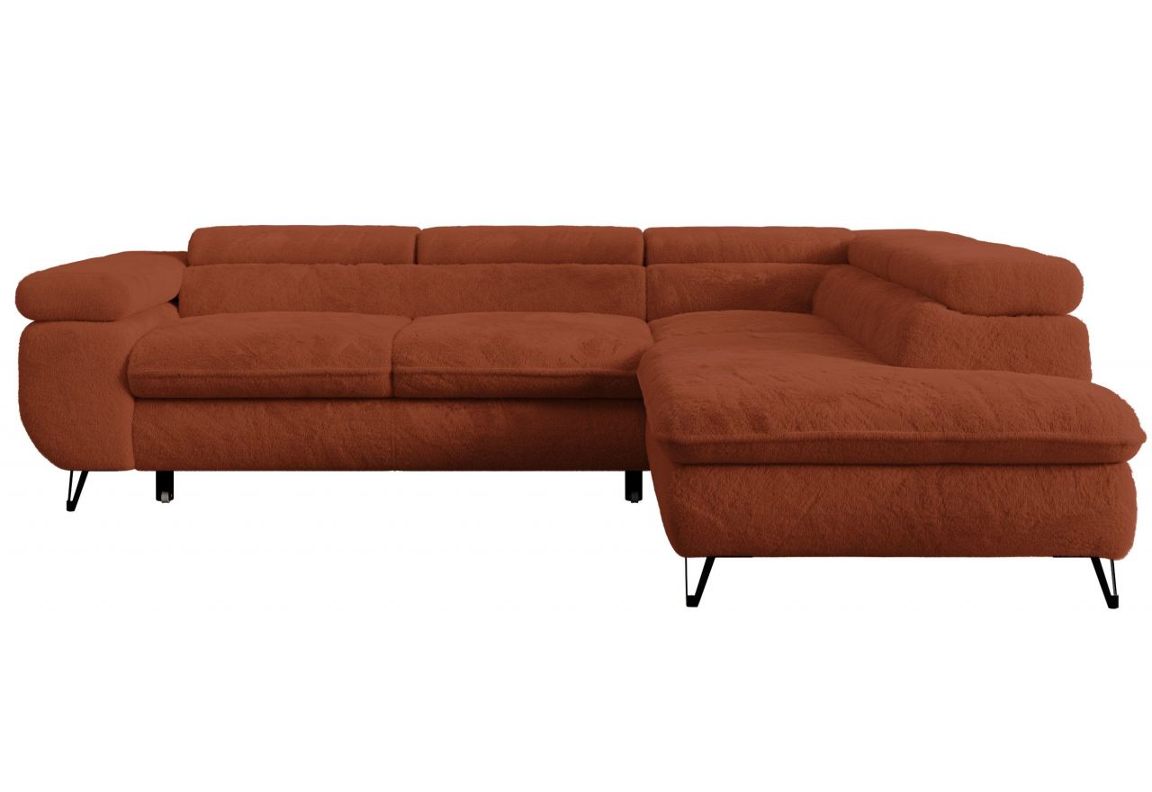 Narożnik - PETER L - strona prawa - pomarańczowy, plusz