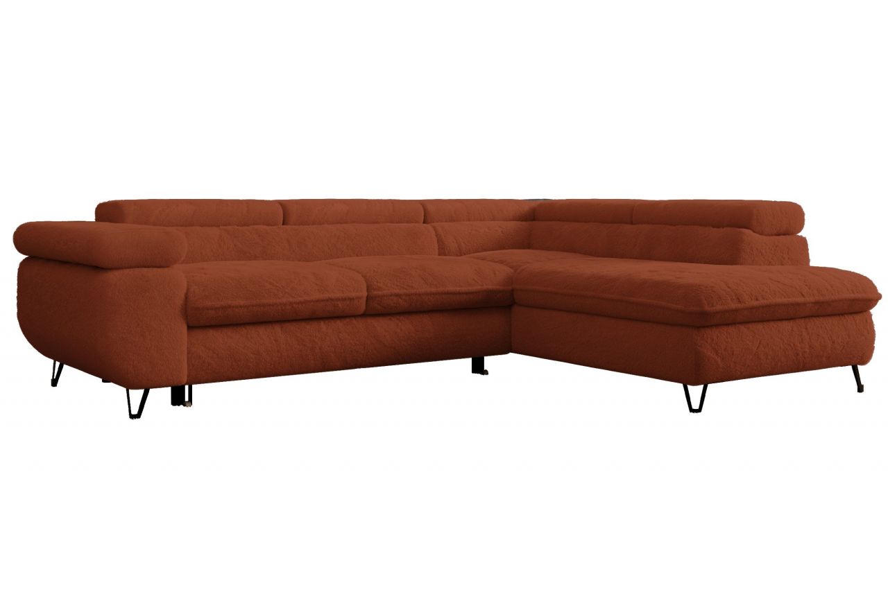 Narożnik - PETER L - strona prawa - pomarańczowy, plusz