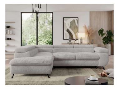 Narożnik - PEDRO L - strona lewa - jasnoszary, plusz