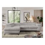 Narożnik - PEDRO L - strona lewa - jasnoszary, plusz