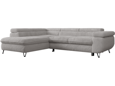 Narożnik - PEDRO L - strona lewa - jasnoszary, plusz