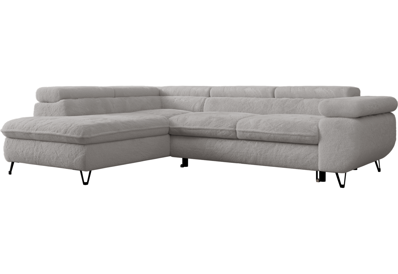 Narożnik - PEDRO L - strona lewa - jasnoszary, plusz