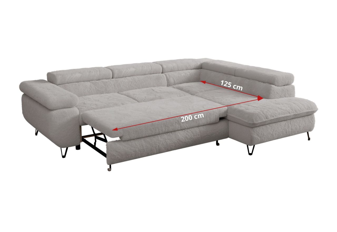 Narożnik - PEDRO L - strona lewa - jasnoszary, plusz