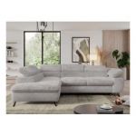 Narożnik - PEDRO L - strona lewa - jasnoszary, plusz