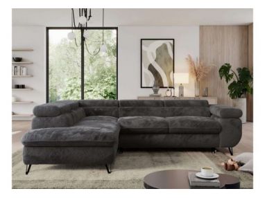 Narożnik - PEDRO L - strona lewa - ciemnoszary, plusz