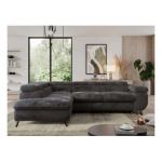 Narożnik - PEDRO L - strona lewa - ciemnoszary, plusz