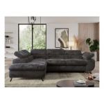 Narożnik - PEDRO L - strona lewa - ciemnoszary, plusz