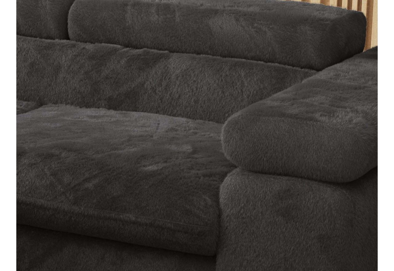 Narożnik - PEDRO L - strona lewa - ciemnoszary, plusz