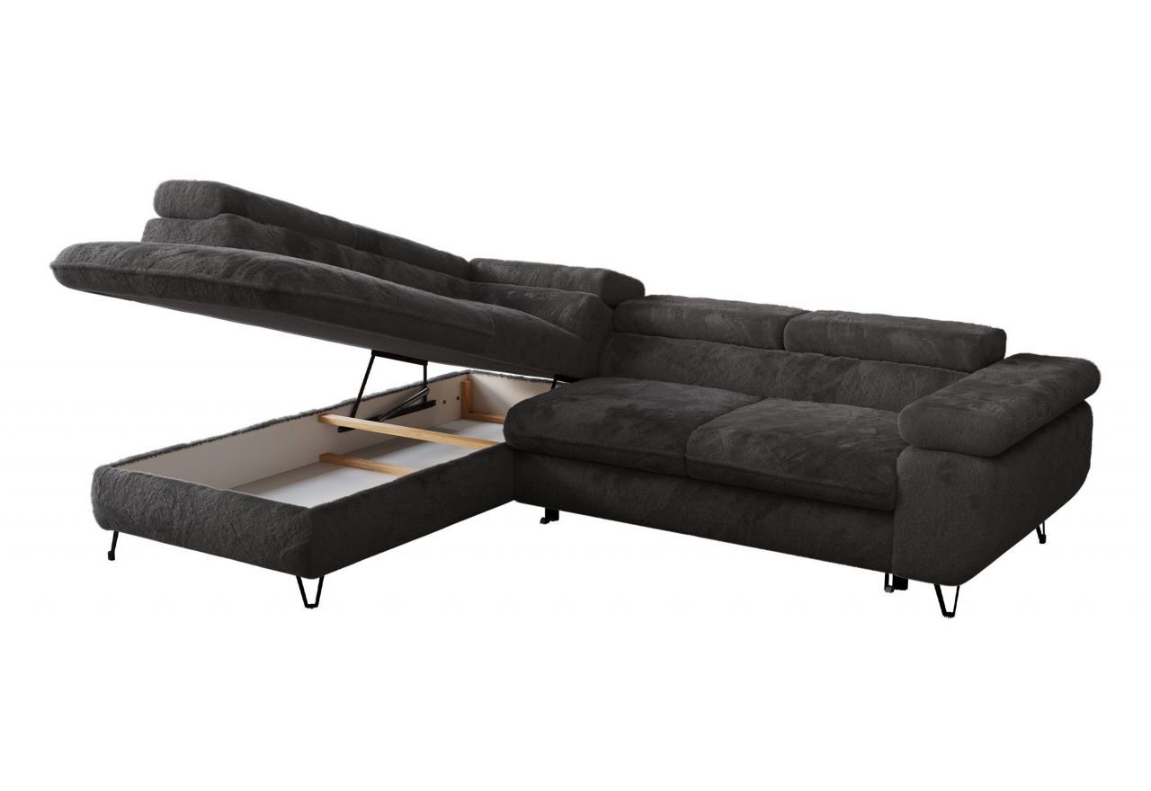 Narożnik - PEDRO L - strona lewa - ciemnoszary, plusz