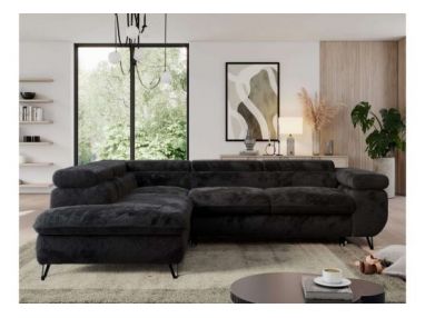 Narożnik - PEDRO L - strona lewa - czarny, plusz