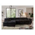 Narożnik - PEDRO L - strona lewa - czarny, plusz