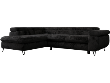 Narożnik - PEDRO L - strona lewa - czarny, plusz