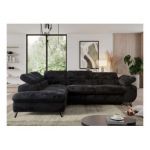 Narożnik - PEDRO L - strona lewa - czarny, plusz