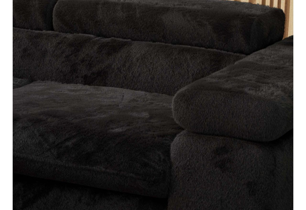 Narożnik - PEDRO L - strona lewa - czarny, plusz