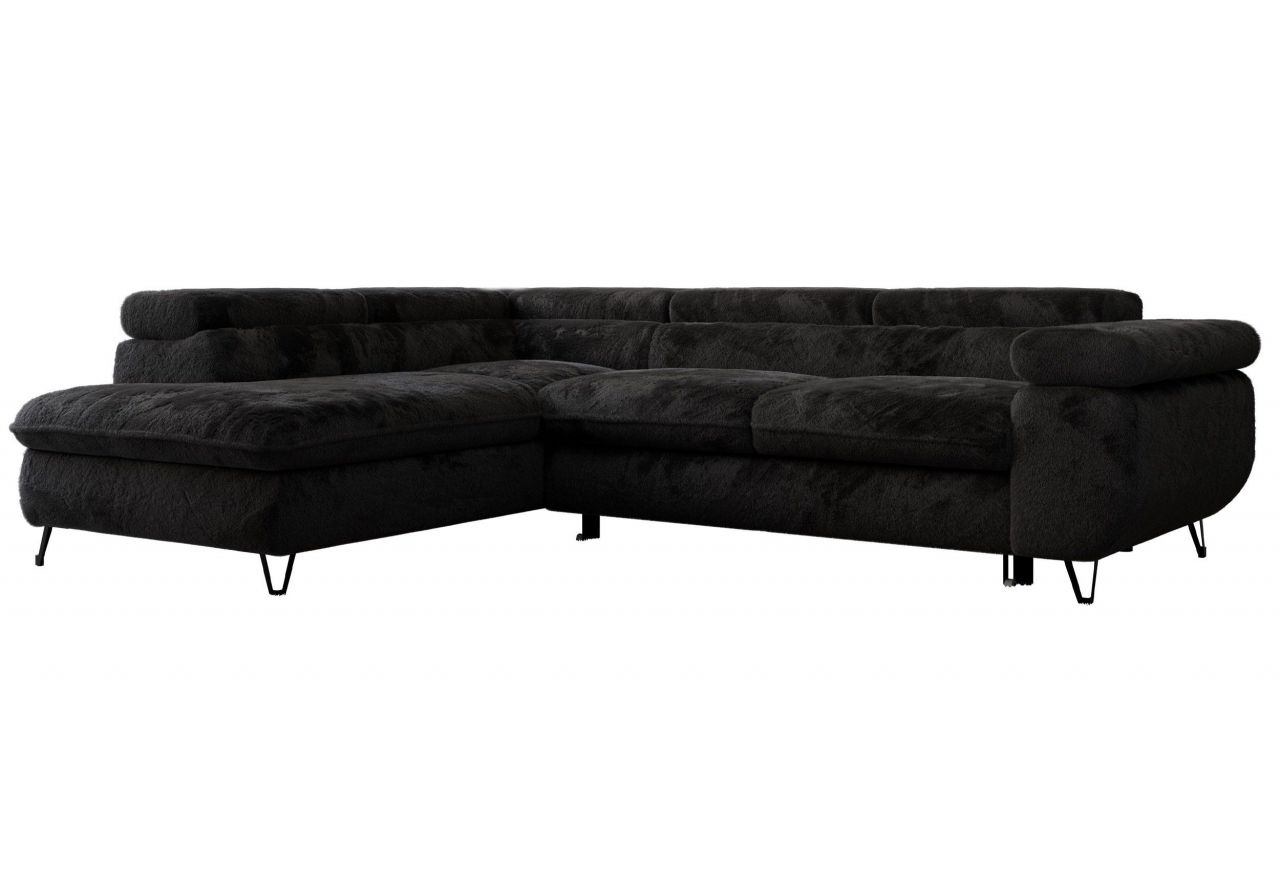 Narożnik - PEDRO L - strona lewa - czarny, plusz