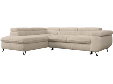 Narożnik - PEDRO L - strona lewa - kremowy, plusz