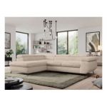 Narożnik - PEDRO L - strona lewa - kremowy, plusz