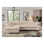 Narożnik - PEDRO L - strona lewa - kremowy, plusz