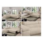 Narożnik - PEDRO L - strona lewa - kremowy, plusz