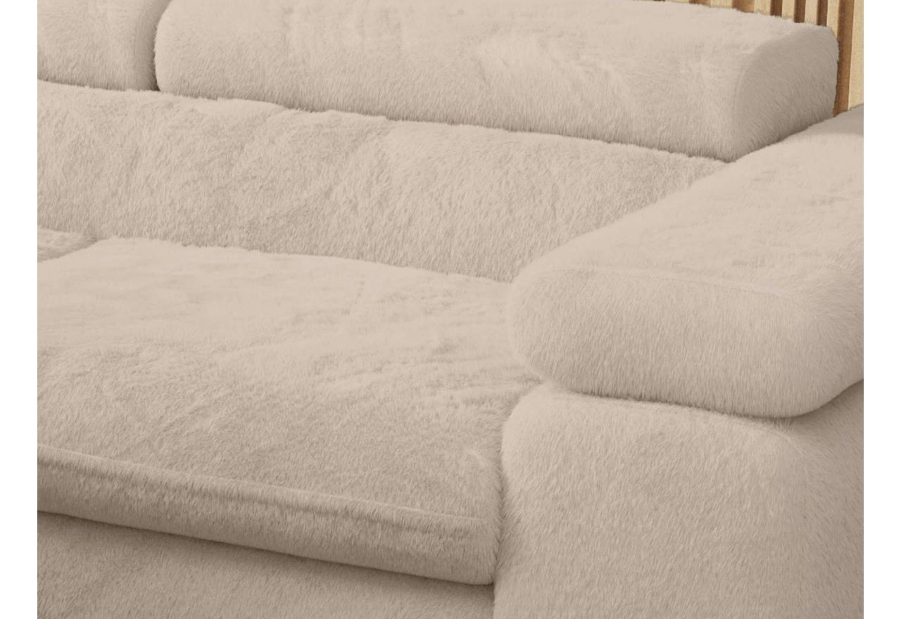 Narożnik - PEDRO L - strona lewa - kremowy, plusz