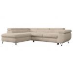 Narożnik - PEDRO L - strona lewa - kremowy, plusz