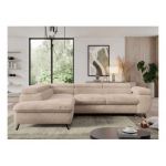 Narożnik - PEDRO L - strona lewa - beżowy, plusz