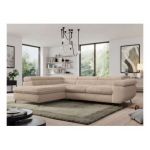 Narożnik - PEDRO L - strona lewa - beżowy, plusz