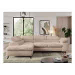 Narożnik - PEDRO L - strona lewa - beżowy, plusz