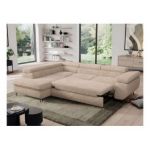 Narożnik - PEDRO L - strona lewa - beżowy, plusz