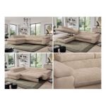 Narożnik - PEDRO L - strona lewa - beżowy, plusz