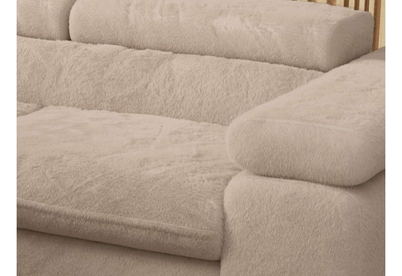 Narożnik - PEDRO L - strona lewa - beżowy, plusz