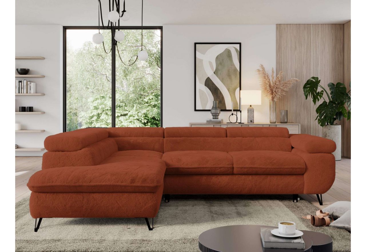 Narożnik - PEDRO L - strona lewa - pomarańczowy, plusz