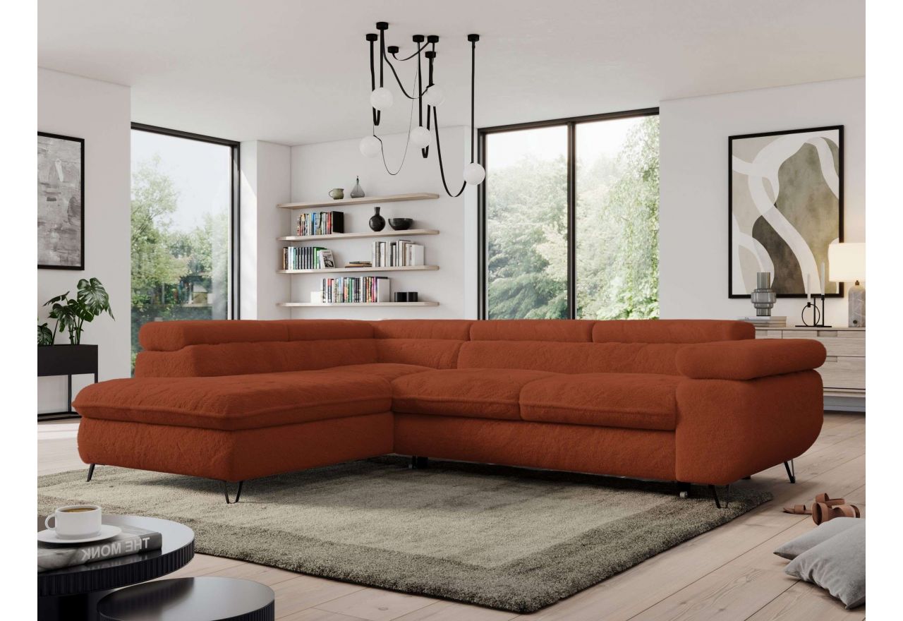 Narożnik - PEDRO L - strona lewa - pomarańczowy, plusz