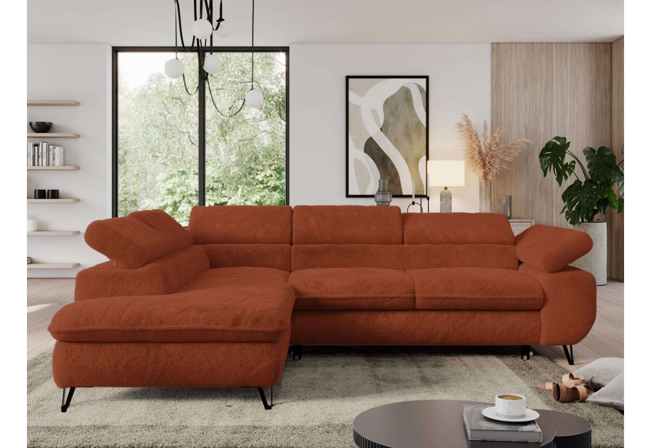 Narożnik - PEDRO L - strona lewa - pomarańczowy, plusz