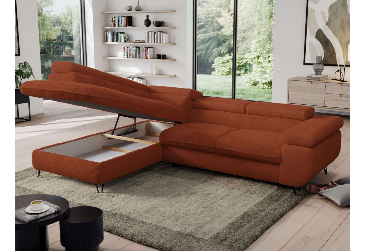 Narożnik - PEDRO L - strona lewa - pomarańczowy, plusz