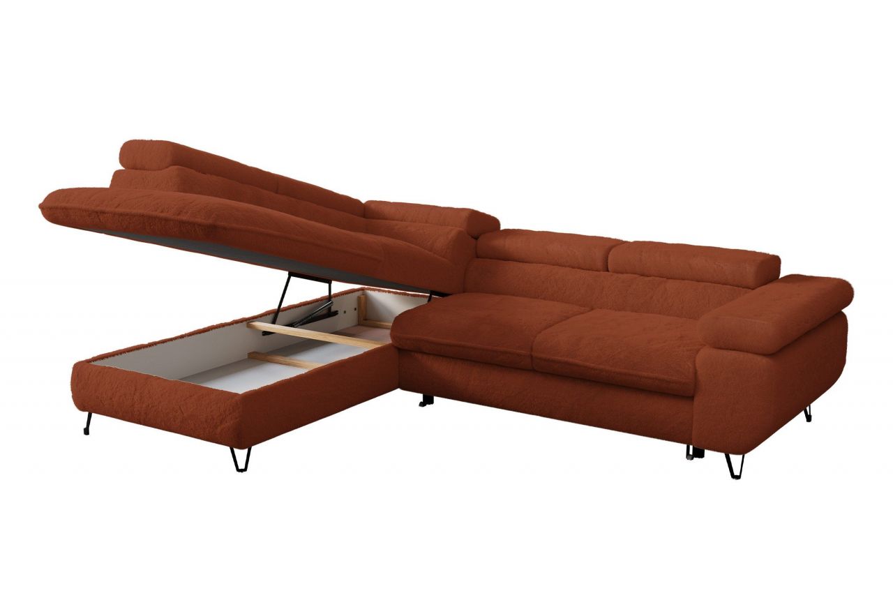 Narożnik - PEDRO L - strona lewa - pomarańczowy, plusz