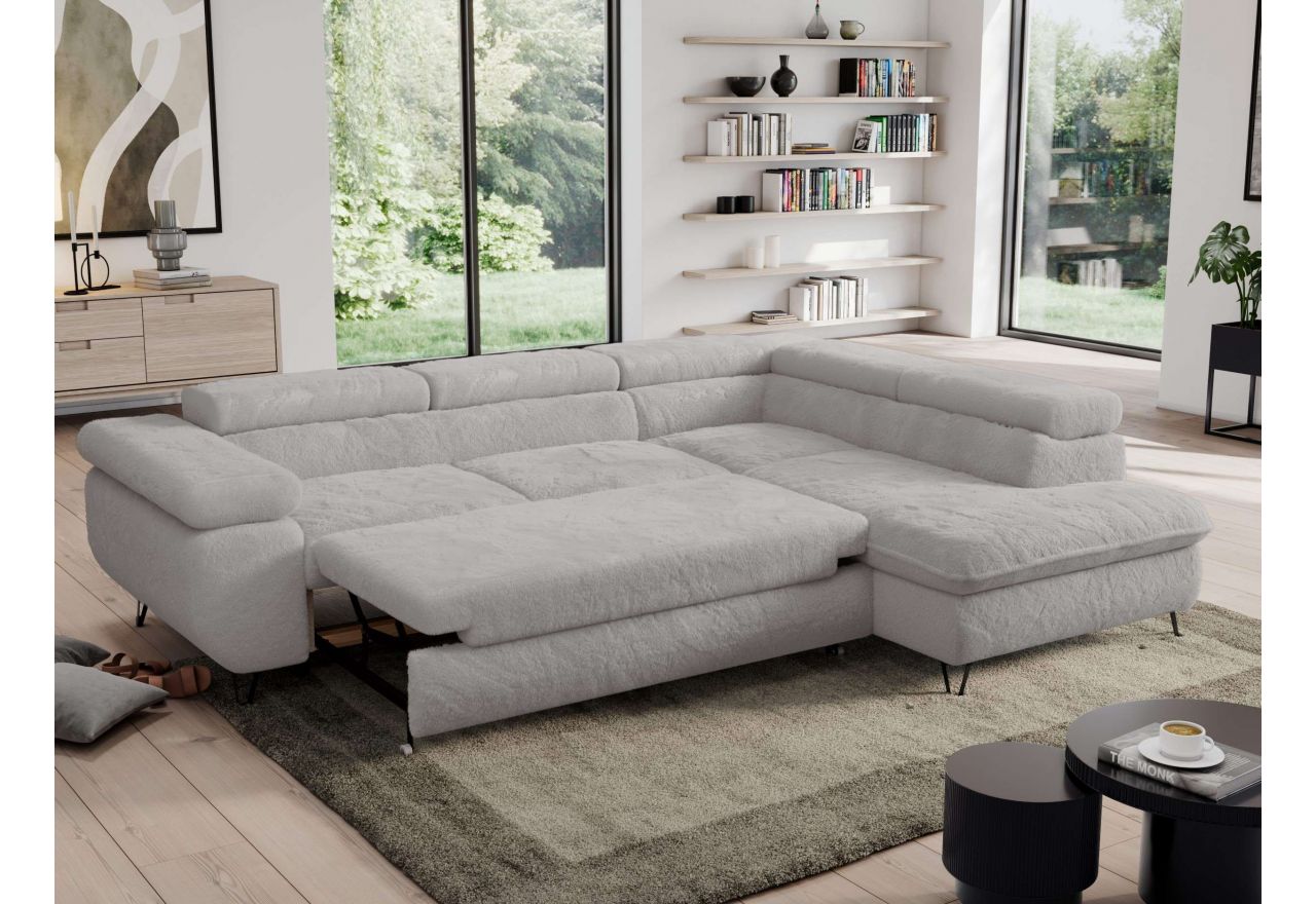 Narożnik - PEDRO L - strona prawa - jasnoszary, plusz