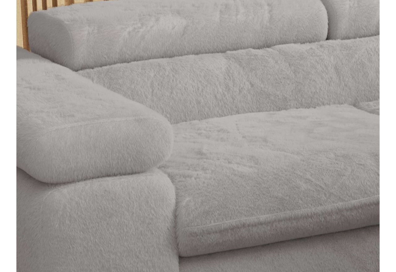 Narożnik - PEDRO L - strona prawa - jasnoszary, plusz