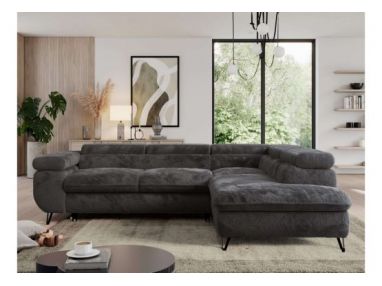 Narożnik - PEDRO L - strona prawa - ciemnoszary, plusz