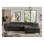 Narożnik - PEDRO L - strona prawa - ciemnoszary, plusz