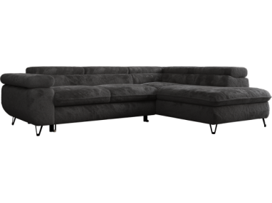 Narożnik - PEDRO L - strona prawa - ciemnoszary, plusz