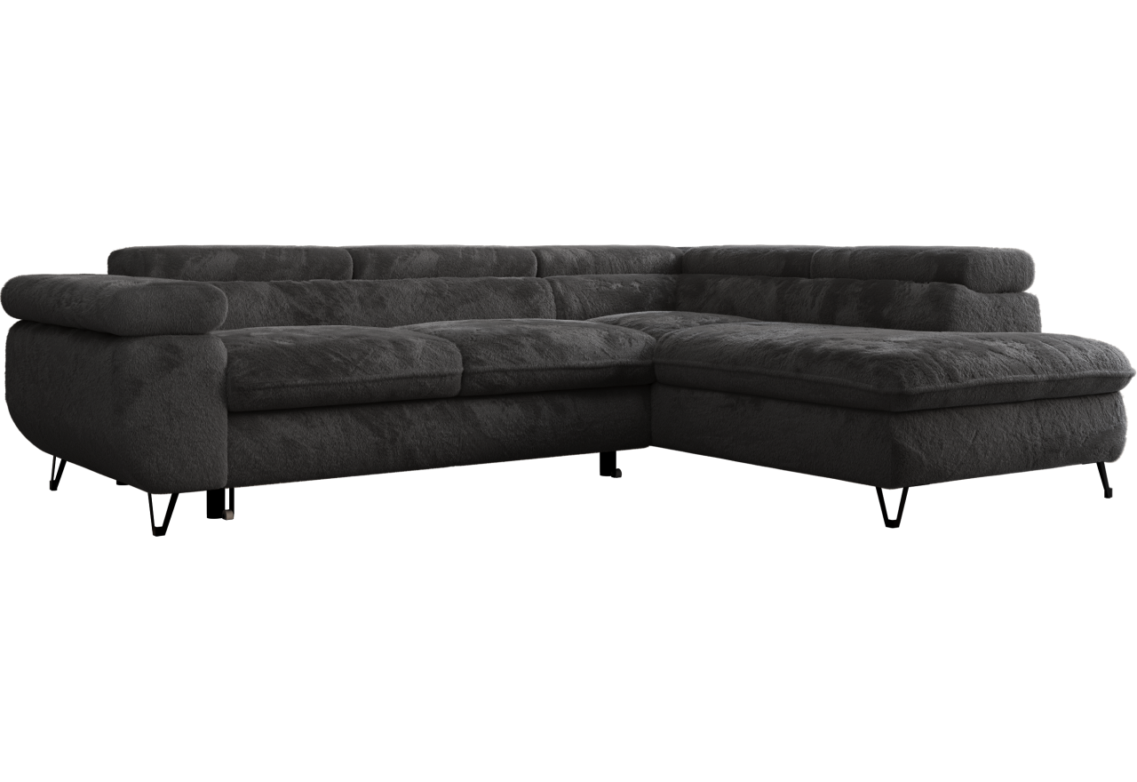 Narożnik - PEDRO L - strona prawa - ciemnoszary, plusz