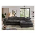 Narożnik - PEDRO L - strona prawa - ciemnoszary, plusz