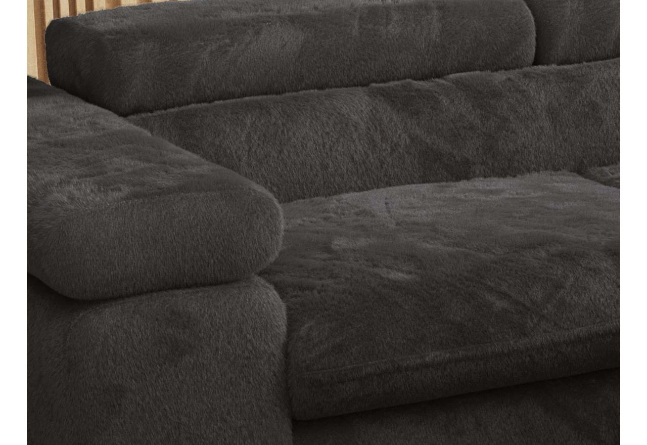 Narożnik - PEDRO L - strona prawa - ciemnoszary, plusz